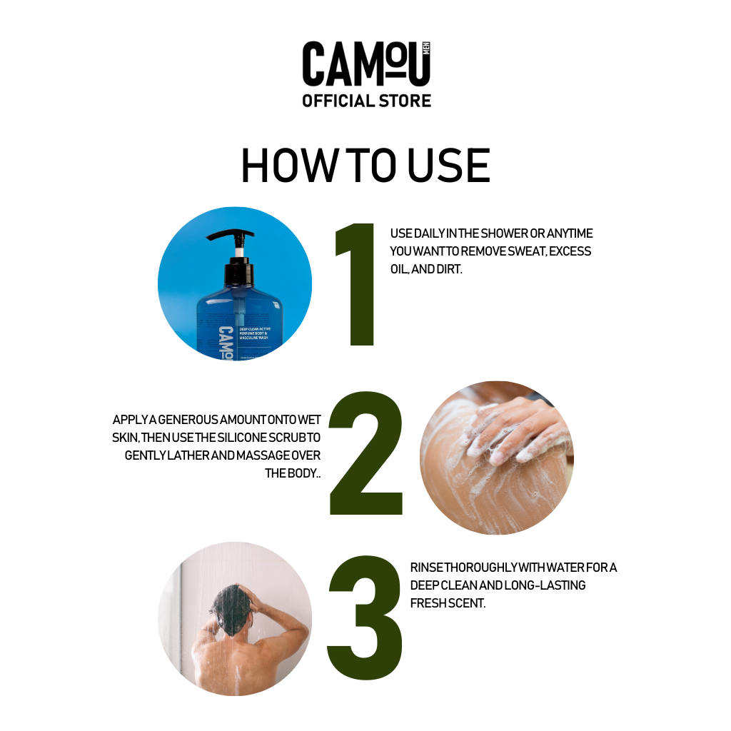 Camou Deep Clean Active Perfume Body & Masculine Wash 500mL