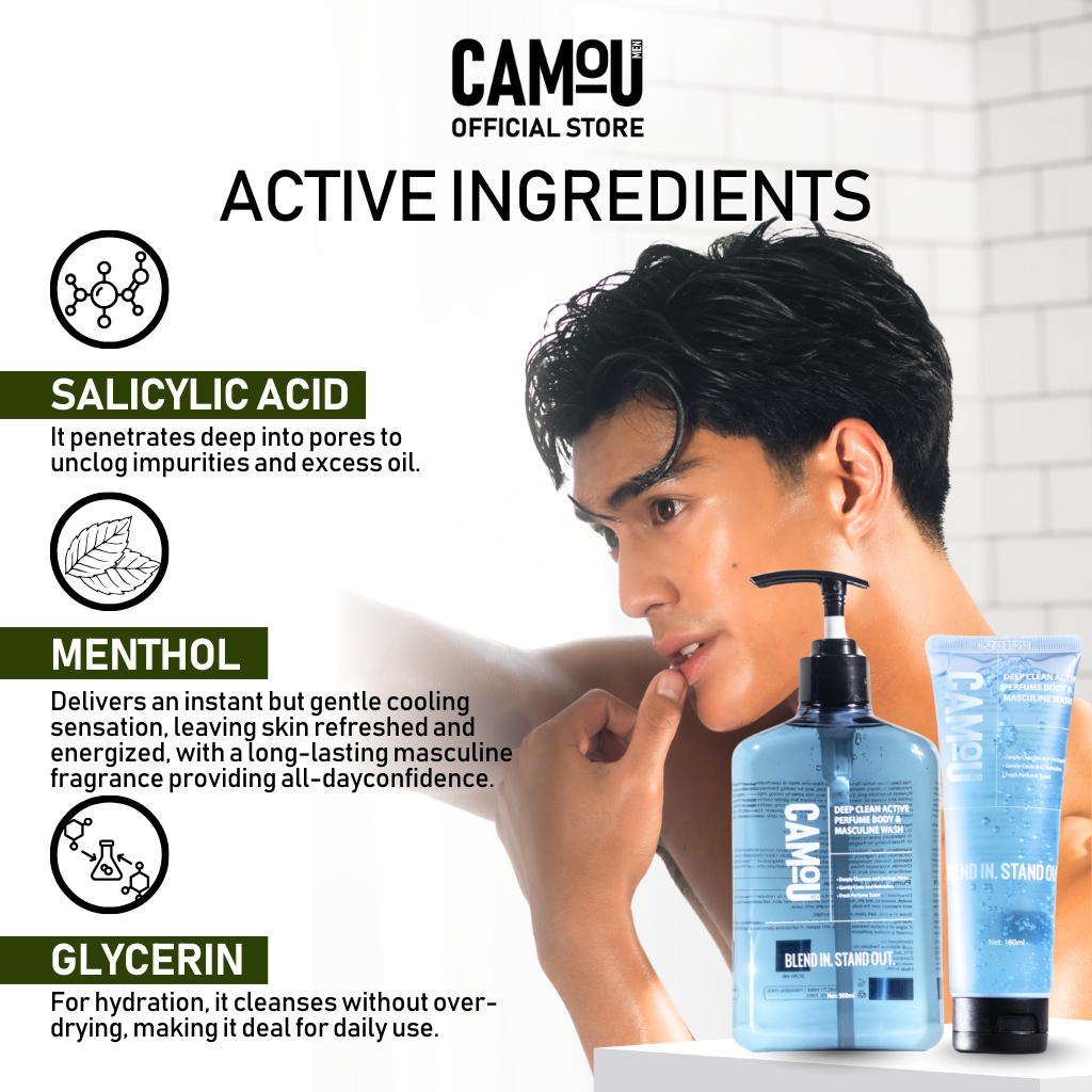 Camou Deep Clean Active Perfume Body & Masculine Wash 500mL