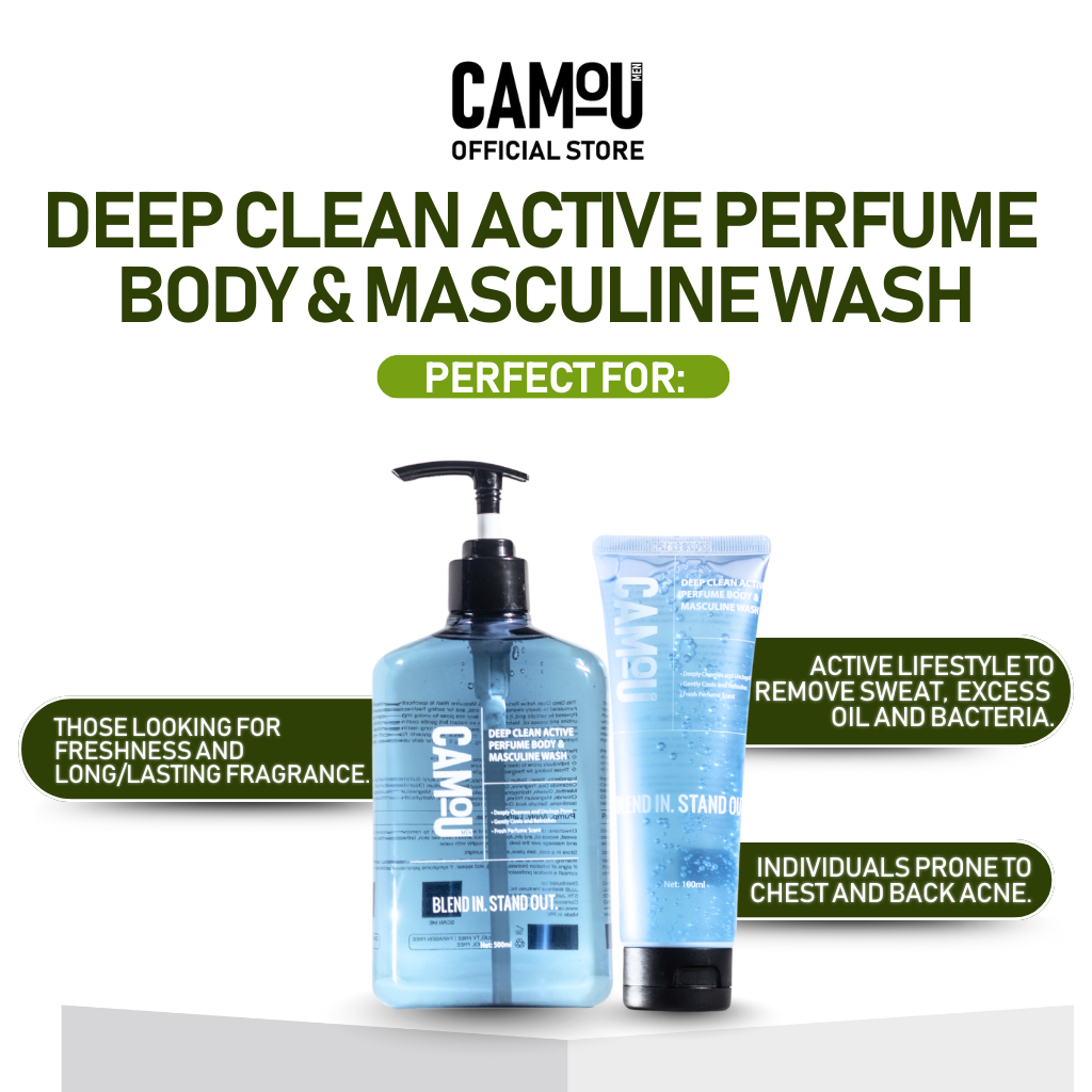 Camou Deep Clean Active Perfume Body & Masculine Wash 500mL
